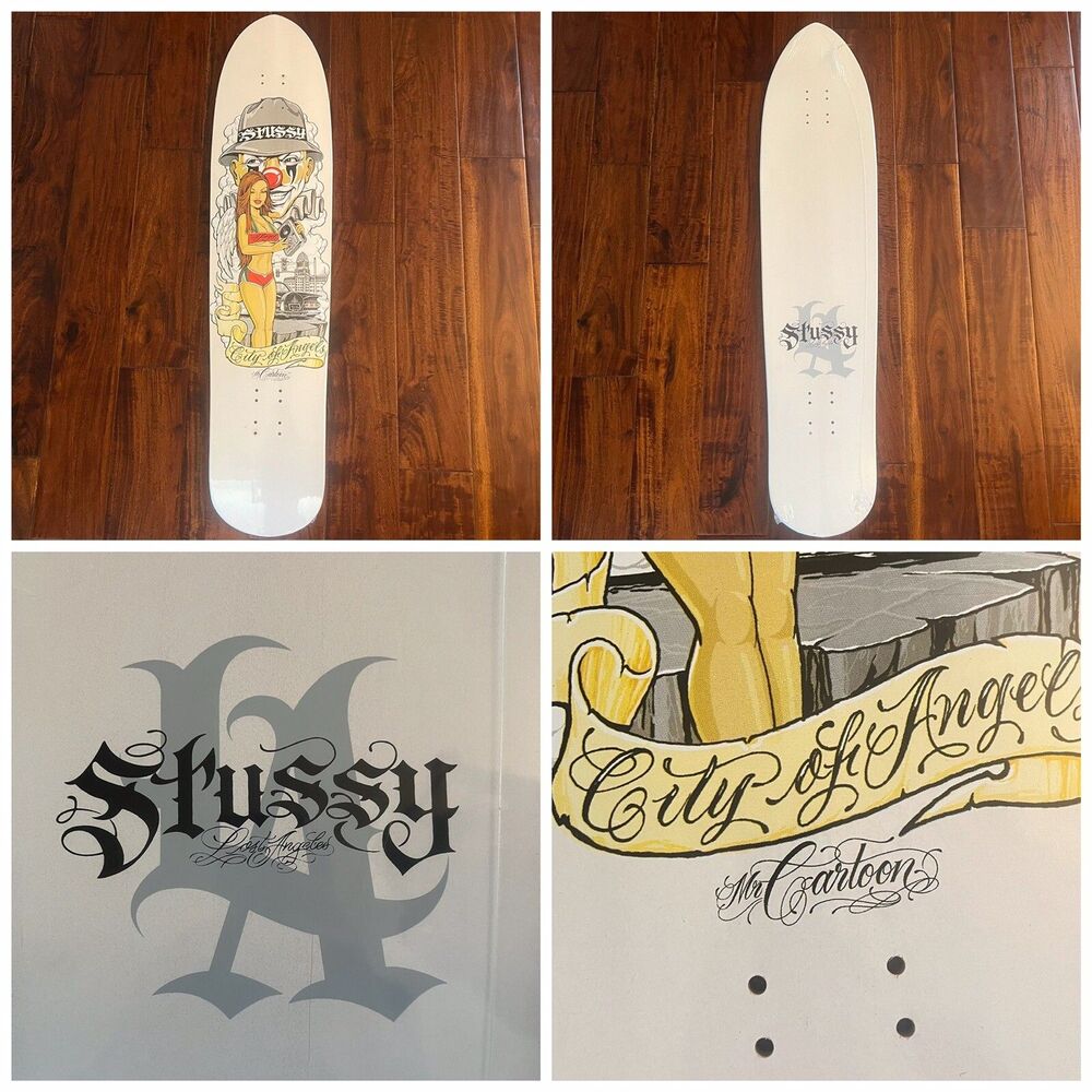 Vintage Stussy x Mister Cartoon City of Angels Longboard Skateboard Deck